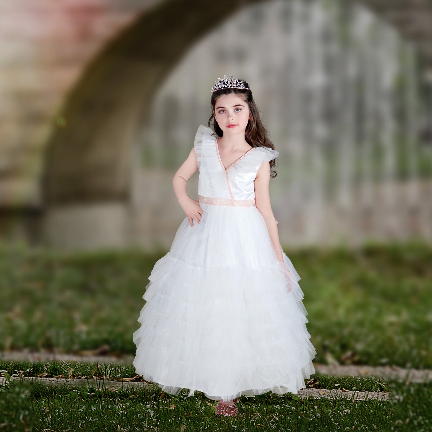 Edwina Premium Girls Dress - Royal White | for Special Occasion Birthday Wedding Party Pageant Christmas Holiday Easter Edwina Premium Girls Dress - Royal White | for Special Occasion Birthday Wedding Party Pageant Christmas Holiday Easter