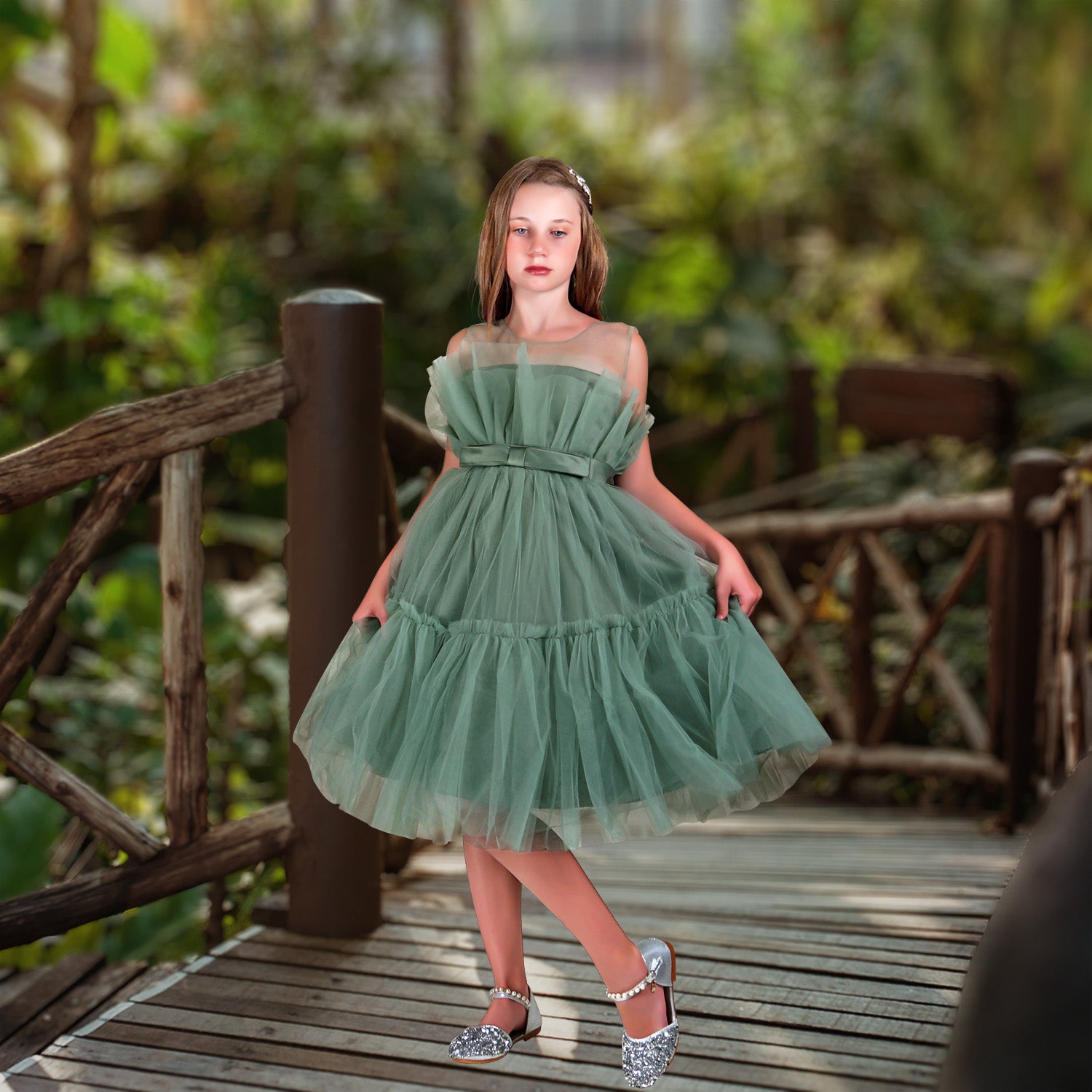 Olive Green Dress for Toddler Girl Premium Quality Sara Dresses