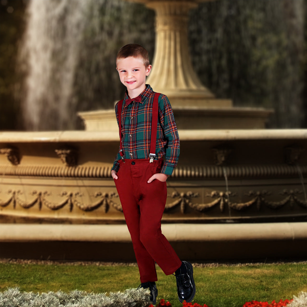 Rowan Boys Plaid Pant Set - Burgundy Red | for Special Occasion Birthday Wedding Party Pageant Christmas Holiday Easter Rowan Boys Plaid Pant Set - Burgundy Red | for Special Occasion Birthday Wedding Party Pageant Christmas Holiday Easter