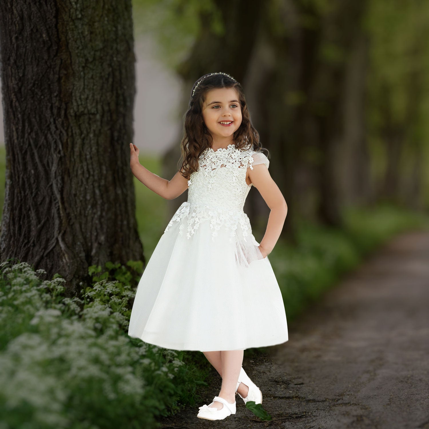 Joan Communion Dress - Dove White