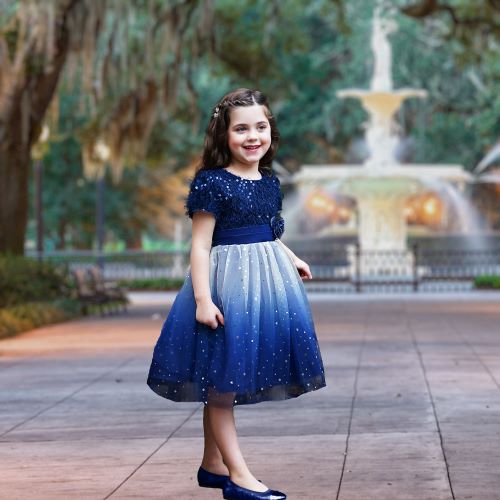Blue Ombre Girls Party Dress