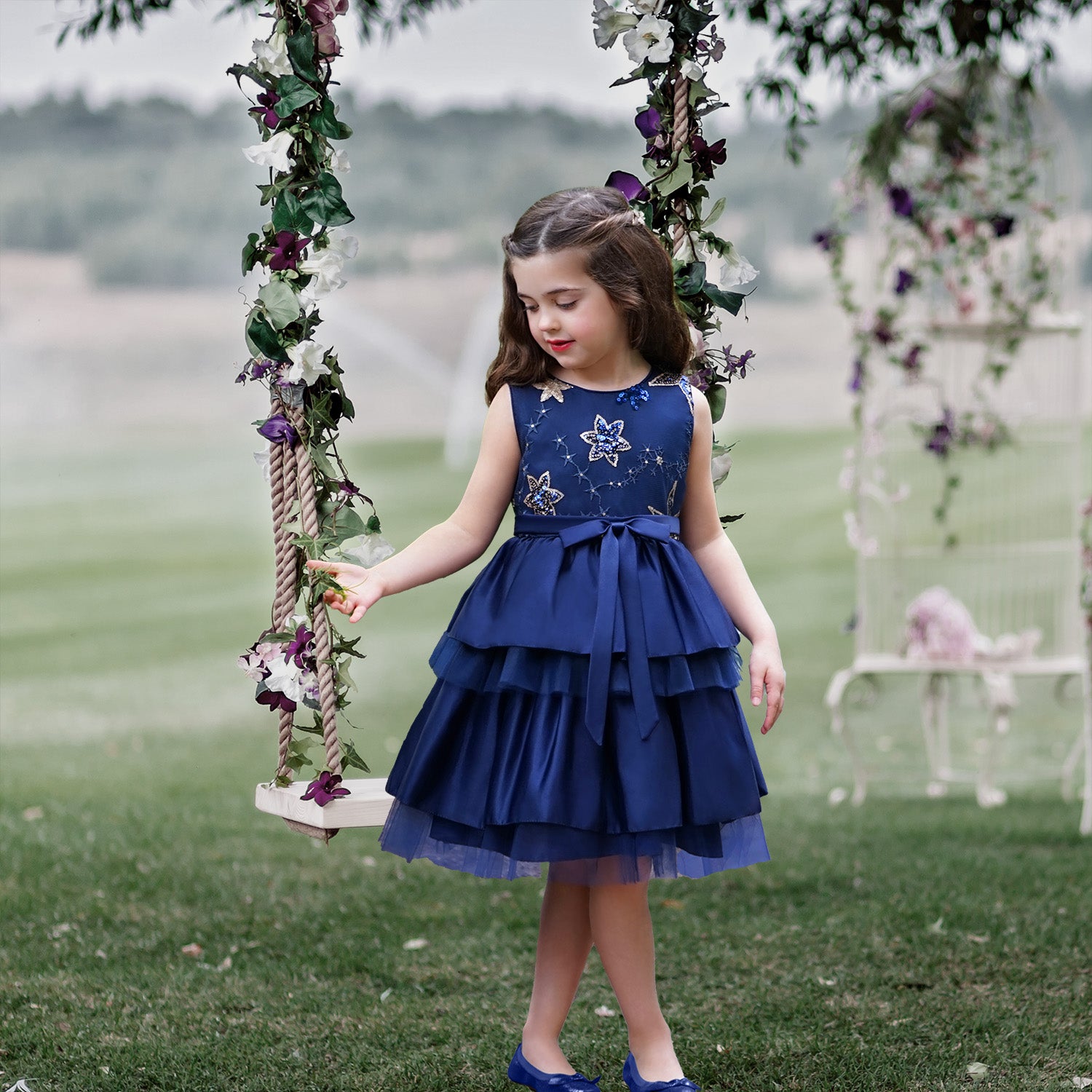 Amaris Star Sequin Dress - Twinkle Blue Sara Dresses Amaris Star Sequin Dress - Twinkle Blue Sara Dresses