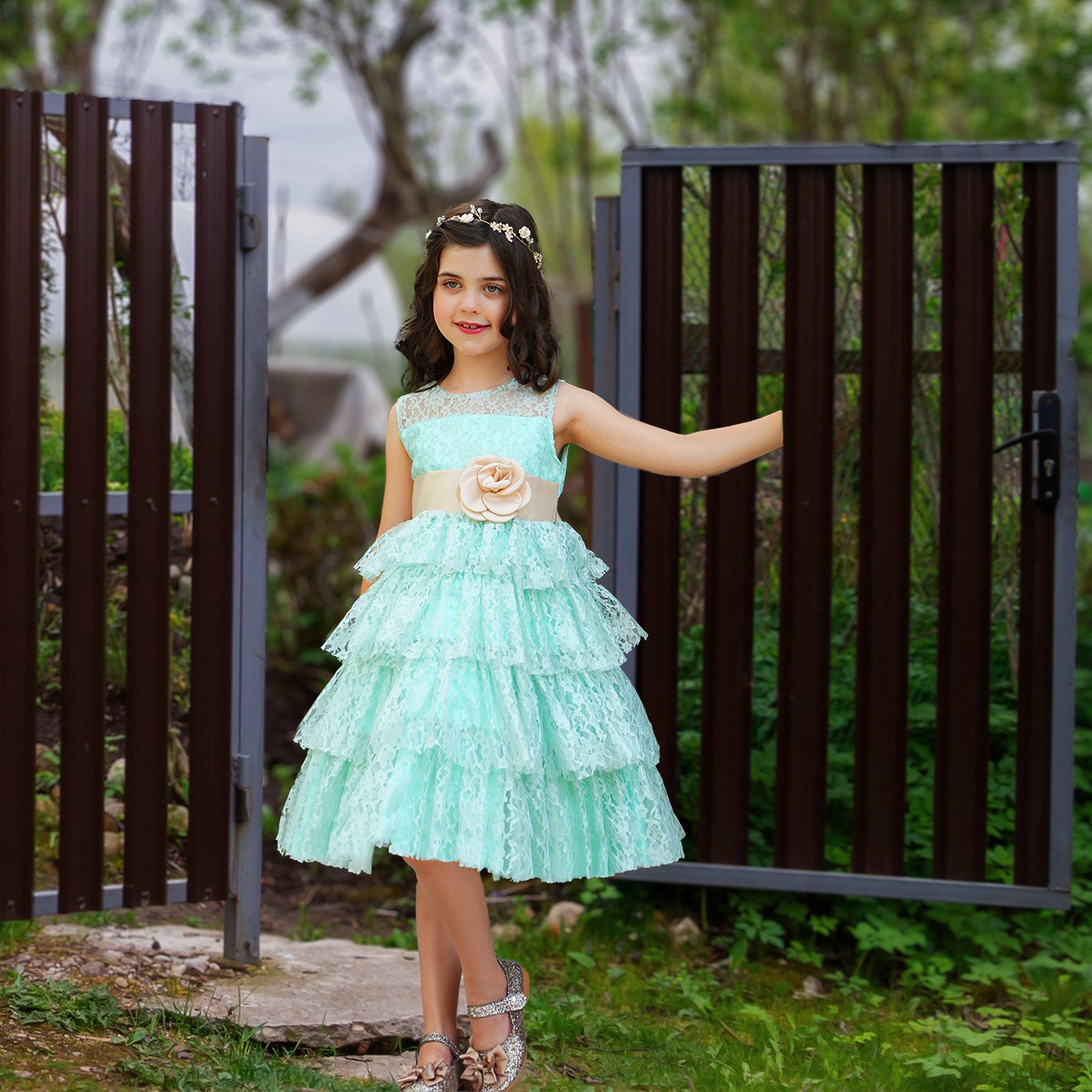 Girls Birthday Dress Audrey Dress - Mint Green Girls Birthday Dress Audrey Dress - Mint Green