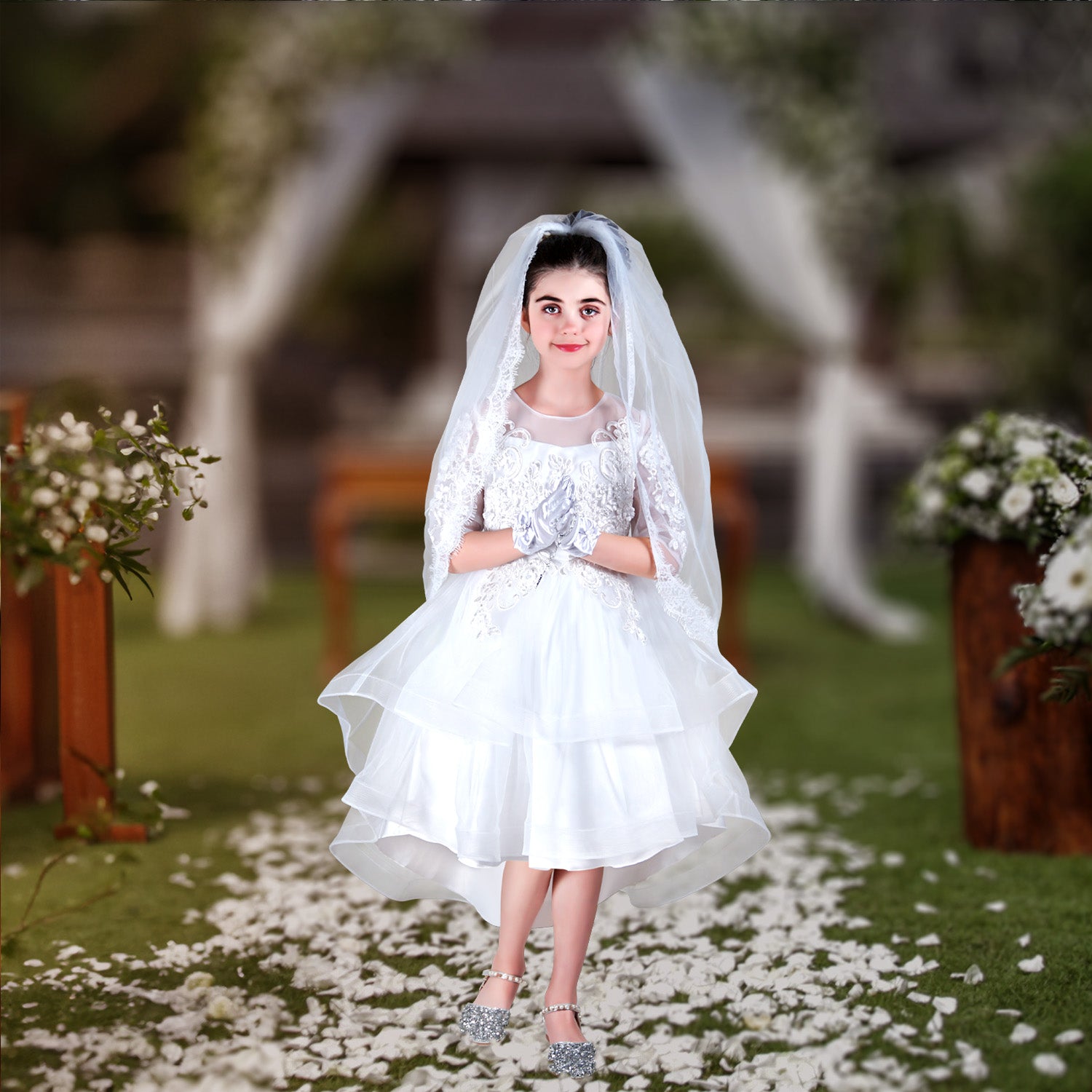 Gloria Communion Dress - Pure White
