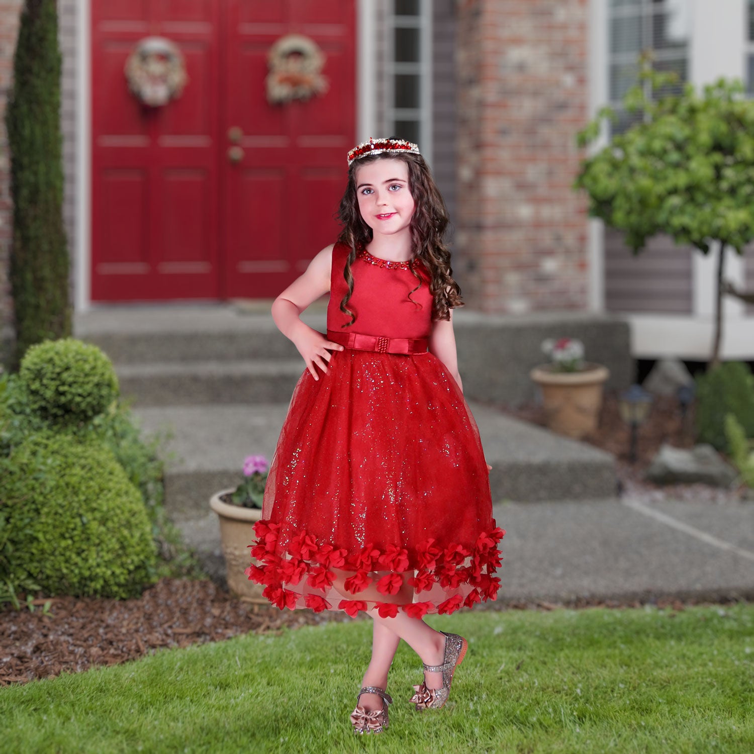 Girls Christmas Dress Francesa Dress - Red Girls Christmas Dress Francesa Dress - Red