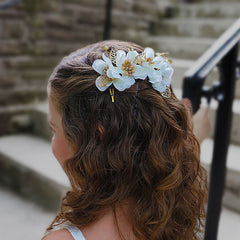 Blooming Haven Hair Comb Pair - White