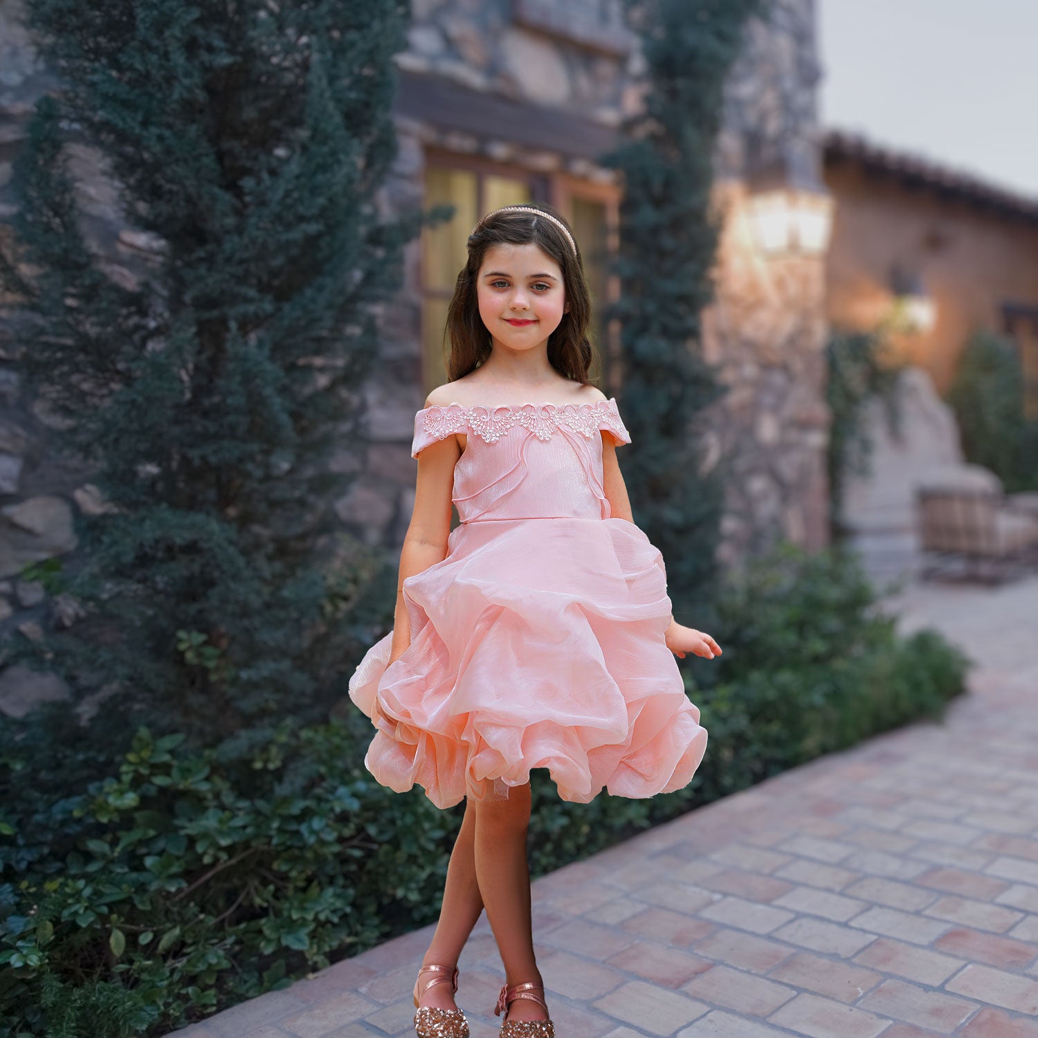 daphne pink dress Bridgerton Daphne Pink Dress With Star Sequins