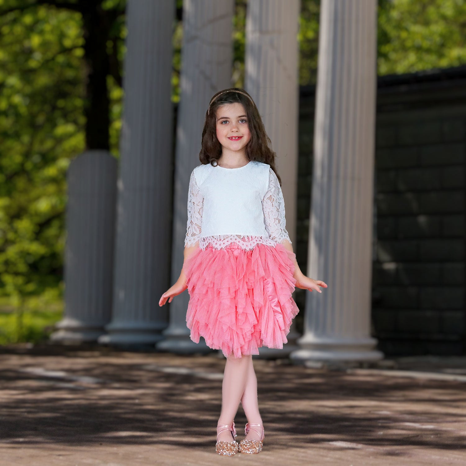 Girls Christmas Dress Mira Dress - Coral Girls Christmas Dress Mira Dress - Coral