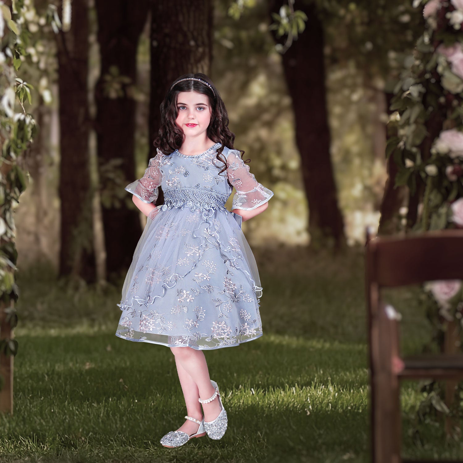 Girls Christmas Dress Cressida Dress - Silver Grey Girls Christmas Dress Cressida Dress - Silver Grey