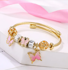 Butterfly Charm Bracelet - Pink