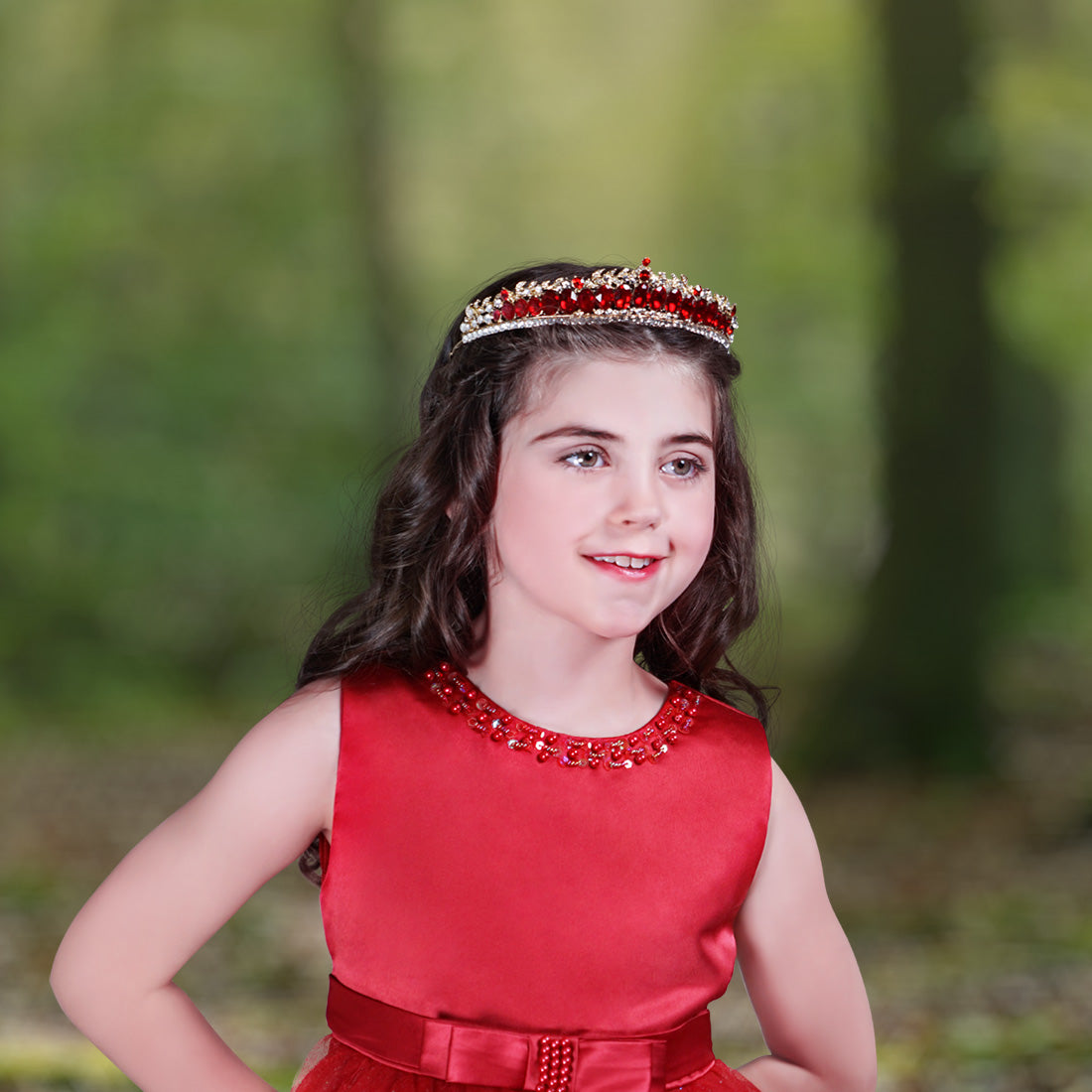 Girls' Red 3D Flower Beaded Dress | Sara Dresses