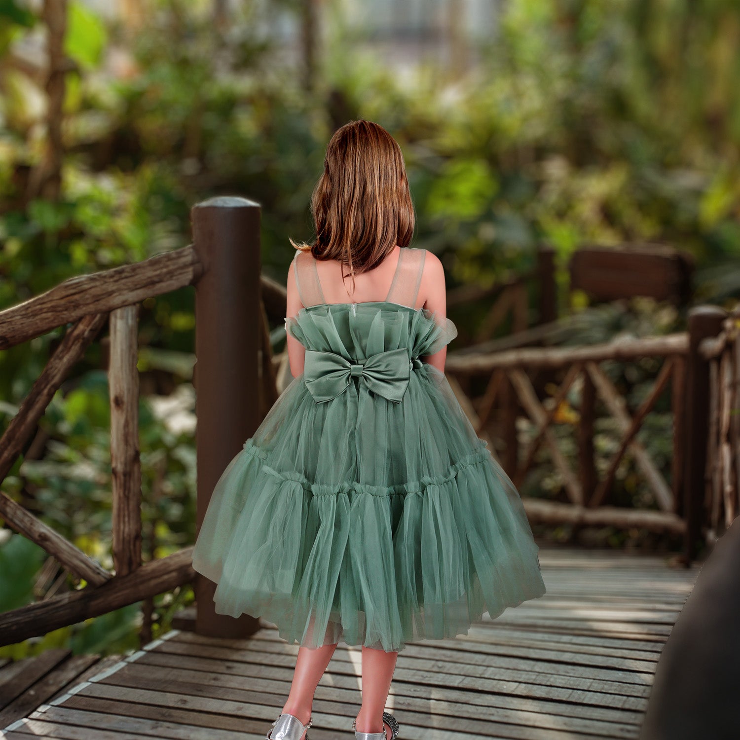 Girls' Olive Green Heart Twirl Dress | Presley Couture