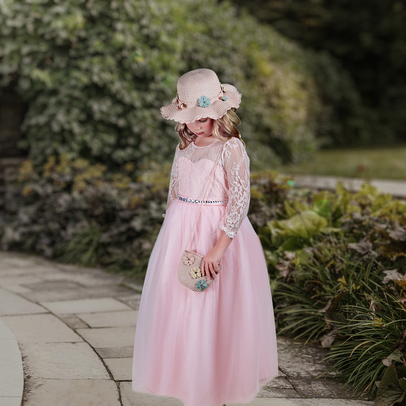 Pink Sleeveless Flower Girl Dress | Hannahrosevintageboutique.com
