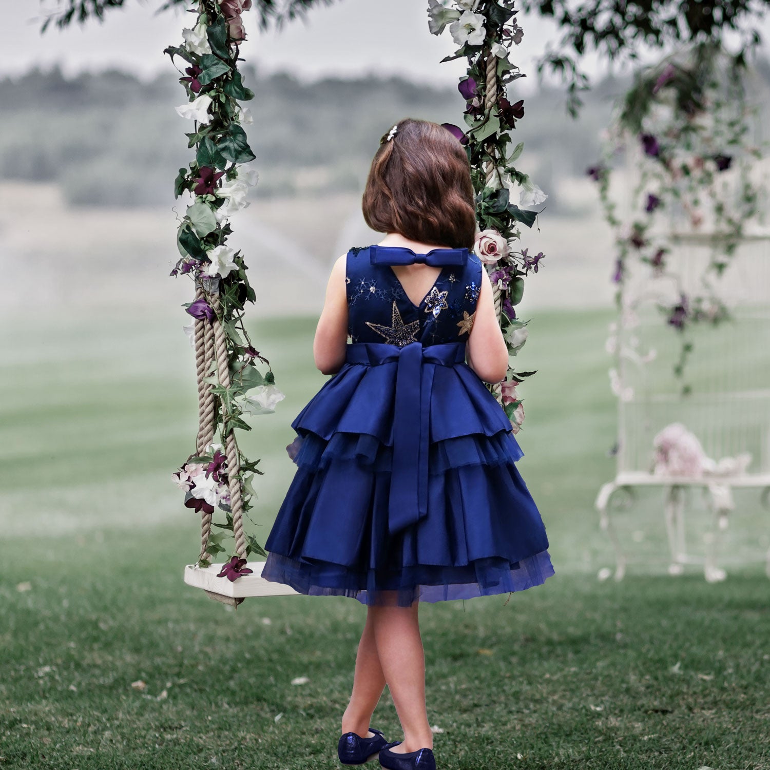 Navy blue toddler flower girl dress online