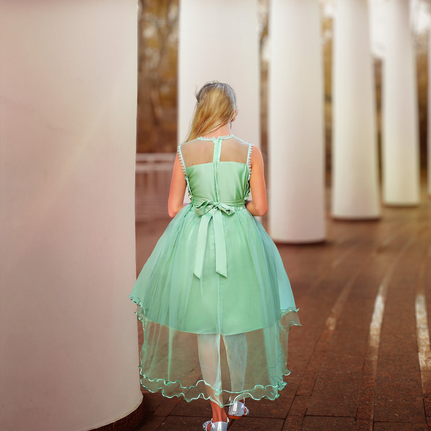 Green Mint Tea Length Dress