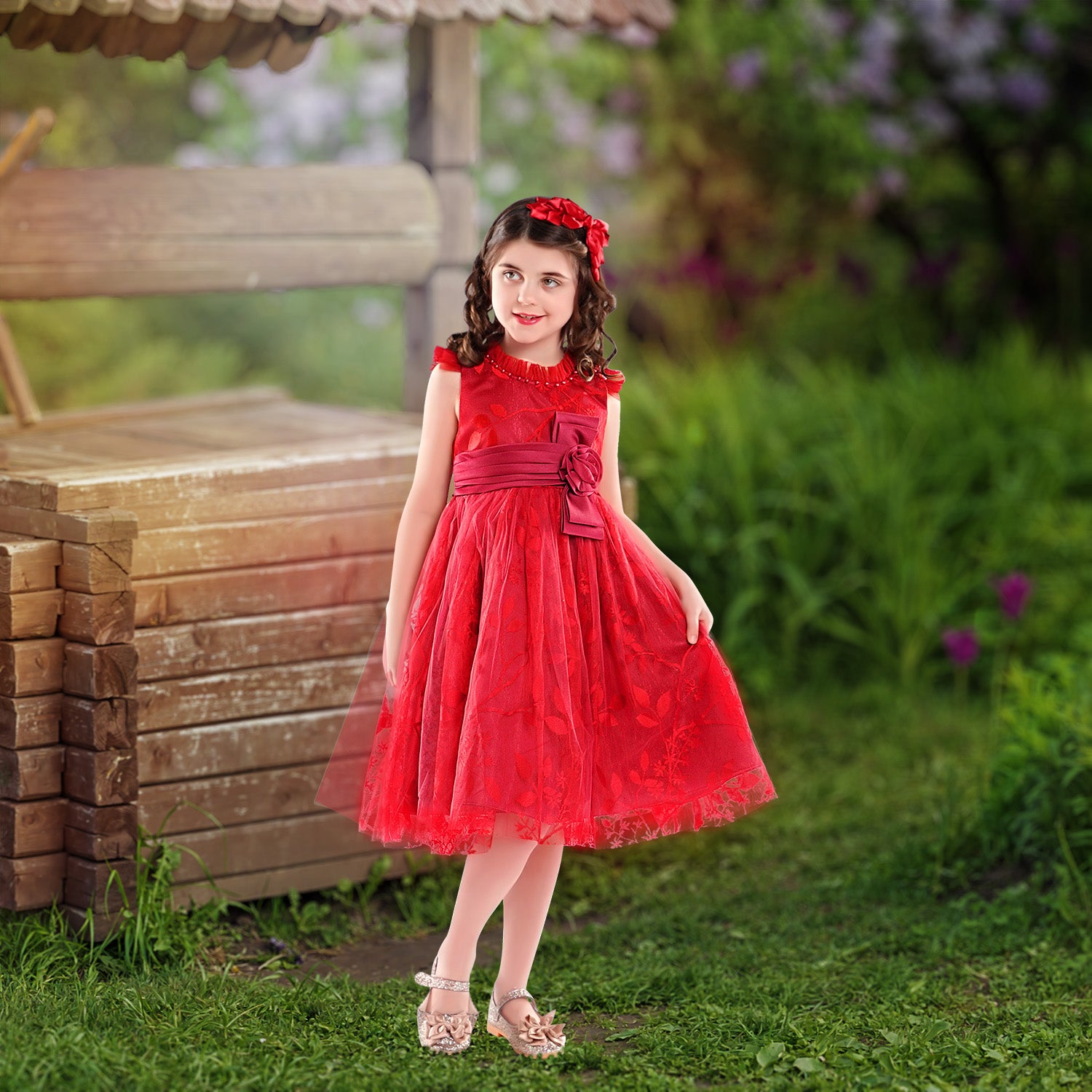 girls lace dress Birthday Laura Dress over embroidered lace Lace Flower Girl Dresses for