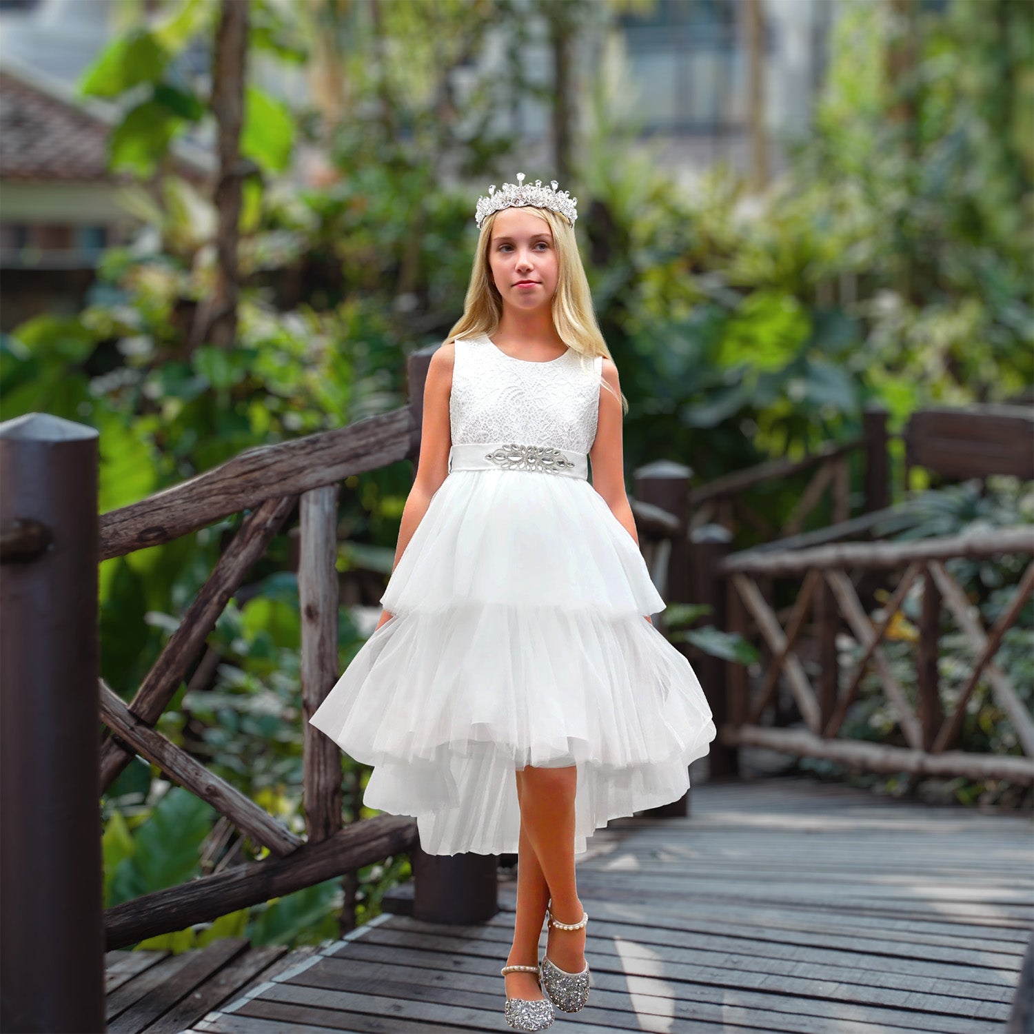 Girls Christmas Dress Maya Communion Dress - Cloudy White Girls Christmas Dress Maya Communion Dress - Cloudy White
