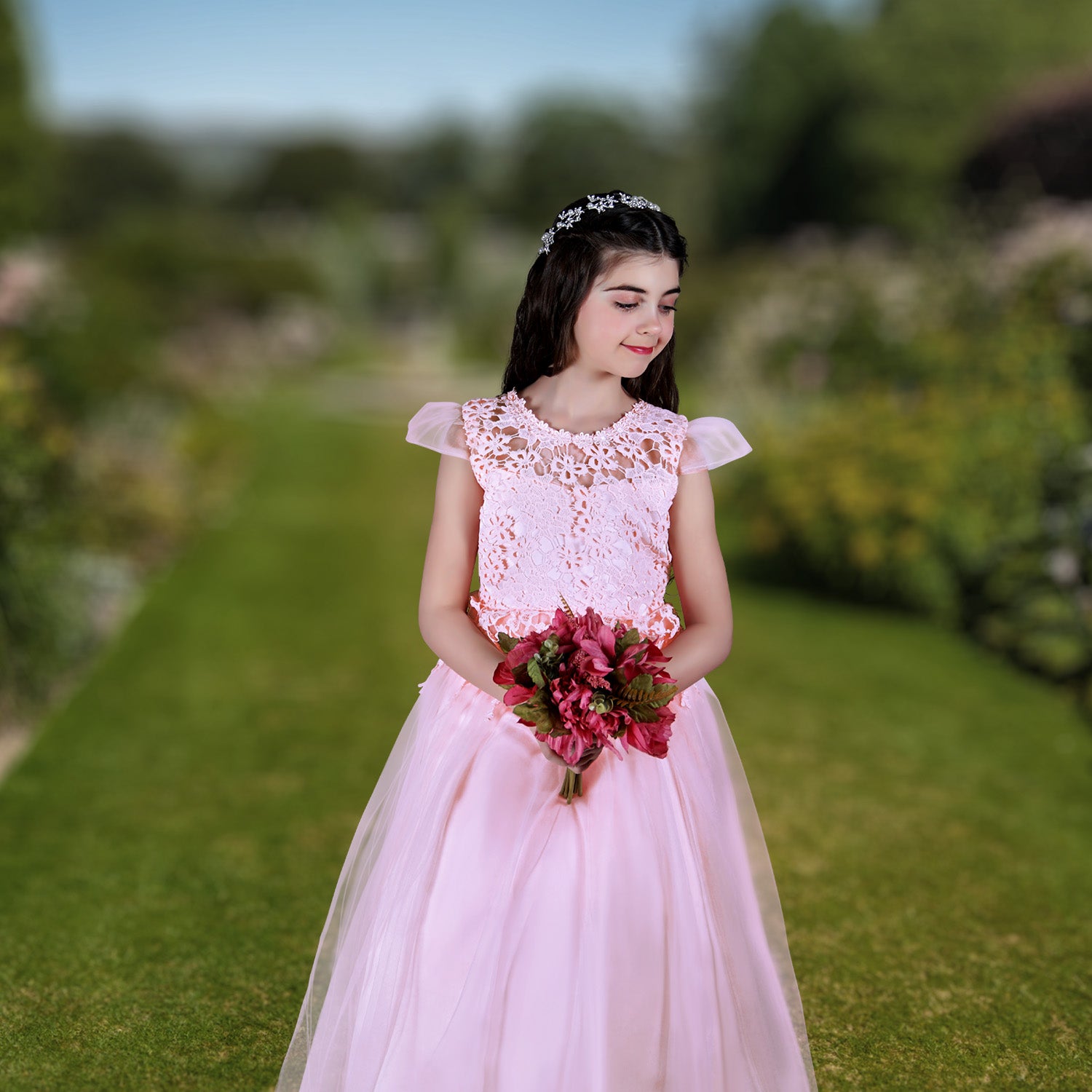 Pearl pink wedding dress best sale