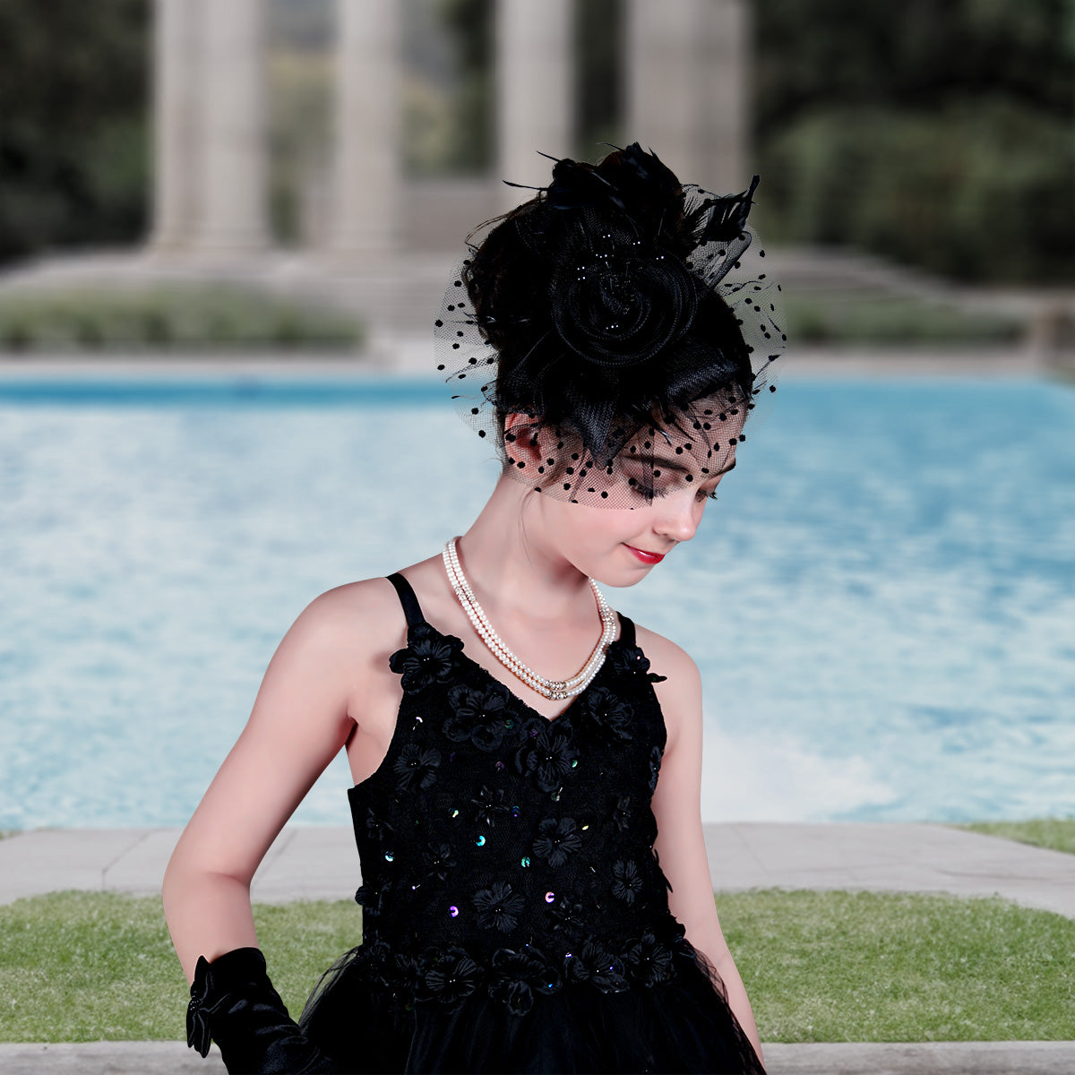 Pillbox Hat - Black | Vintage Clip Flapper Hat