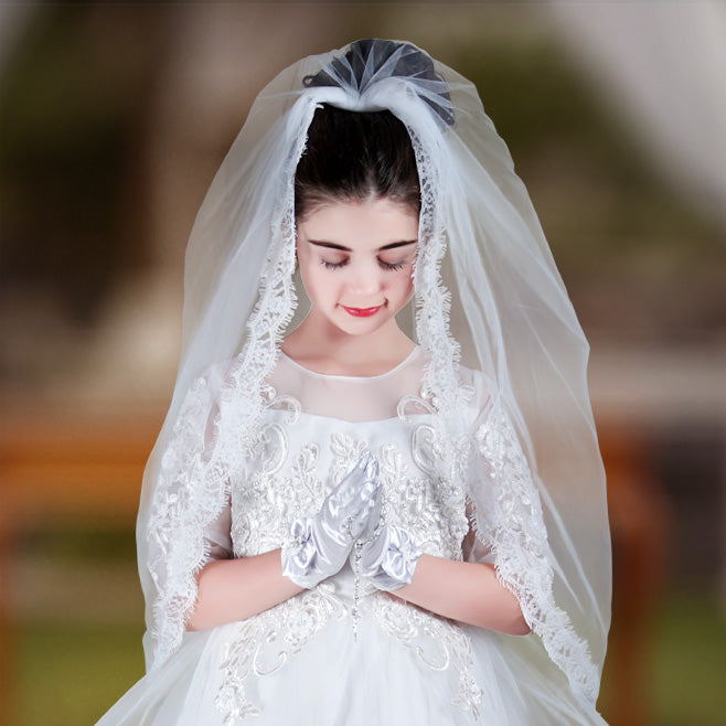 Gloria Communion Premium Girls Dress - Pure White