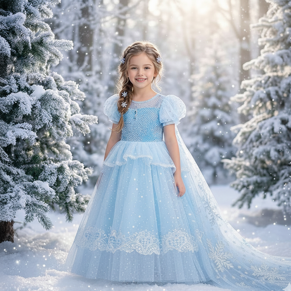 blue dress elsa Princess of Arendelle the Snow Queen Costume Premium Girls - Plus Lace Trim Button Let it go and sequin cocktail dresses near me Size:us:12
