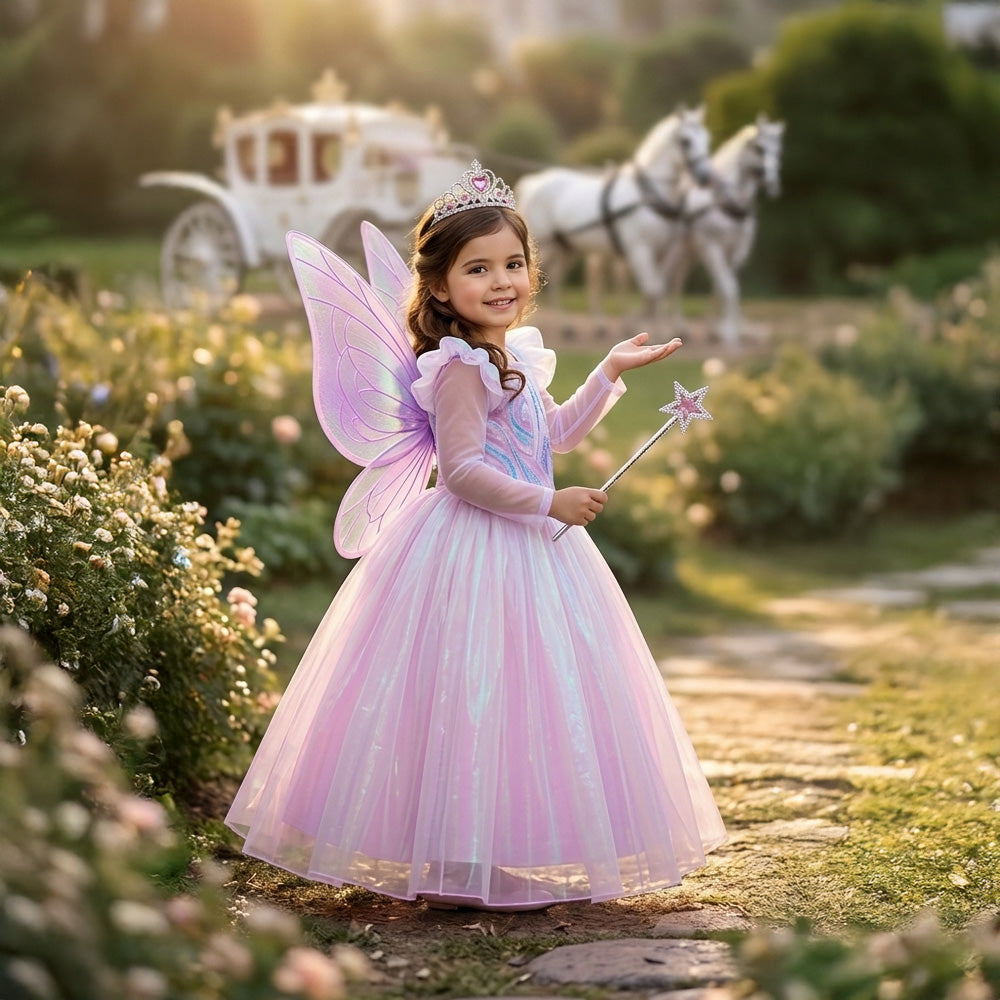 Princess Enchanted Fairy Costume Dress - Sparkly Pink