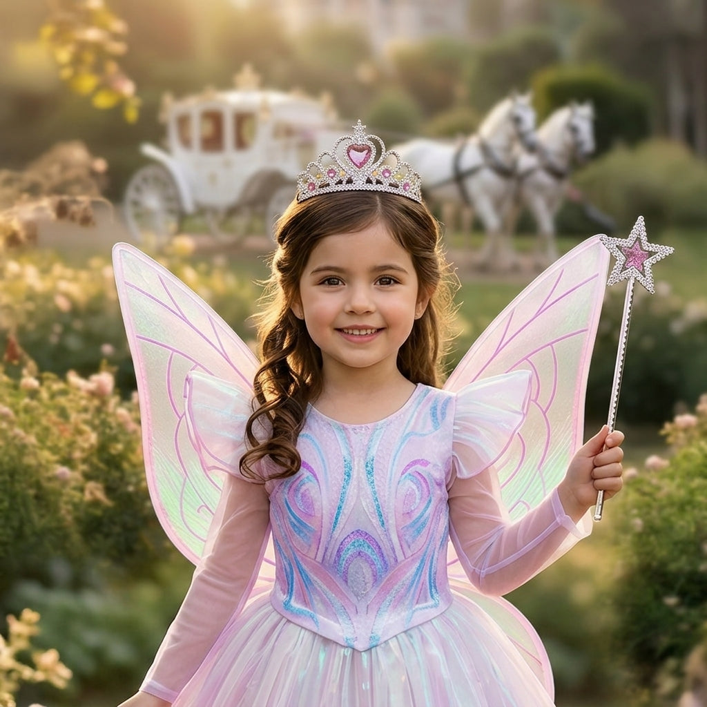 Princess Enchanted Fairy Costume Ensemble - Sparkly Pink