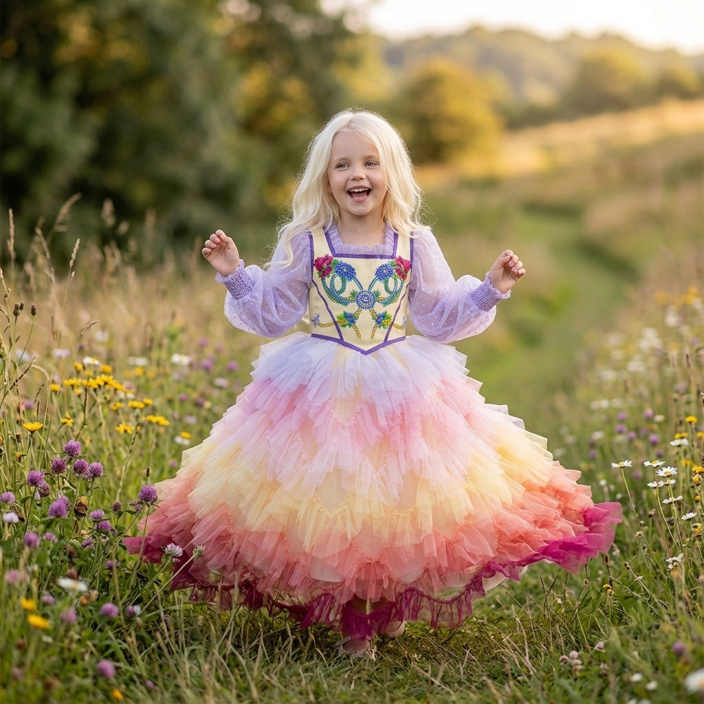 Lucy Gray Baird Inspired Rainbow Costume Dress - Pink