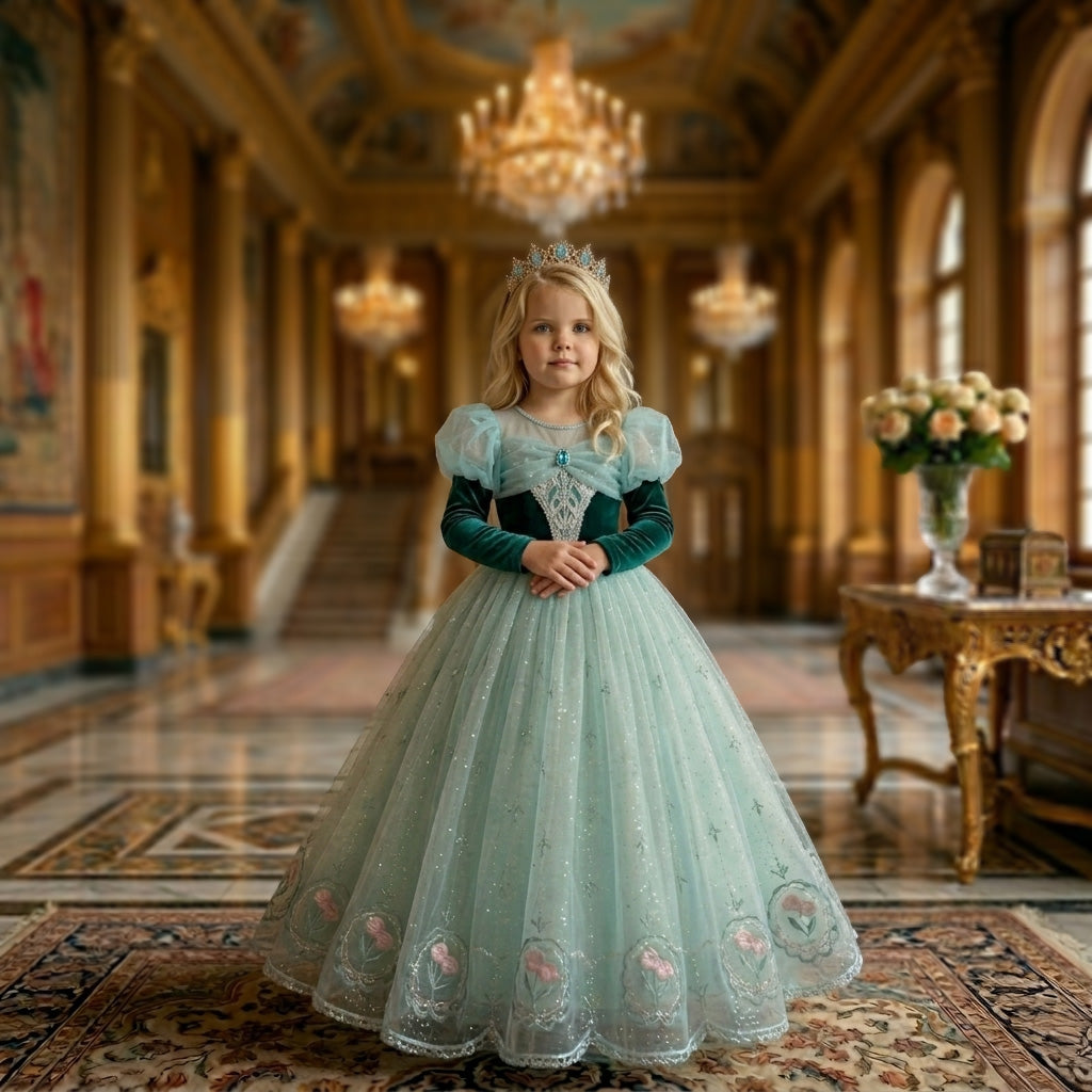 Anna Queen Arendelle Frozen Annika Princess | Ice | Green Velvet Gown Sara Dresses Anna Queen Arendelle Frozen Annika Princess | Ice | Green Velvet Gown Sara Dresses