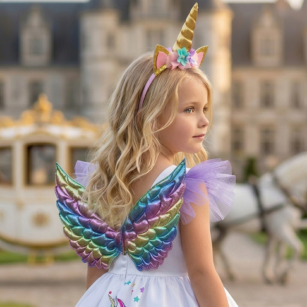 Magical Unicorn Princess Costume Ensemble - Rainbow Pink