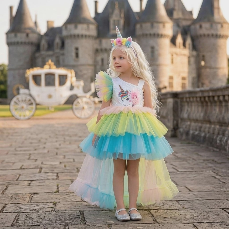 Princess Unicorn Costume Dress - Rainbow Pink