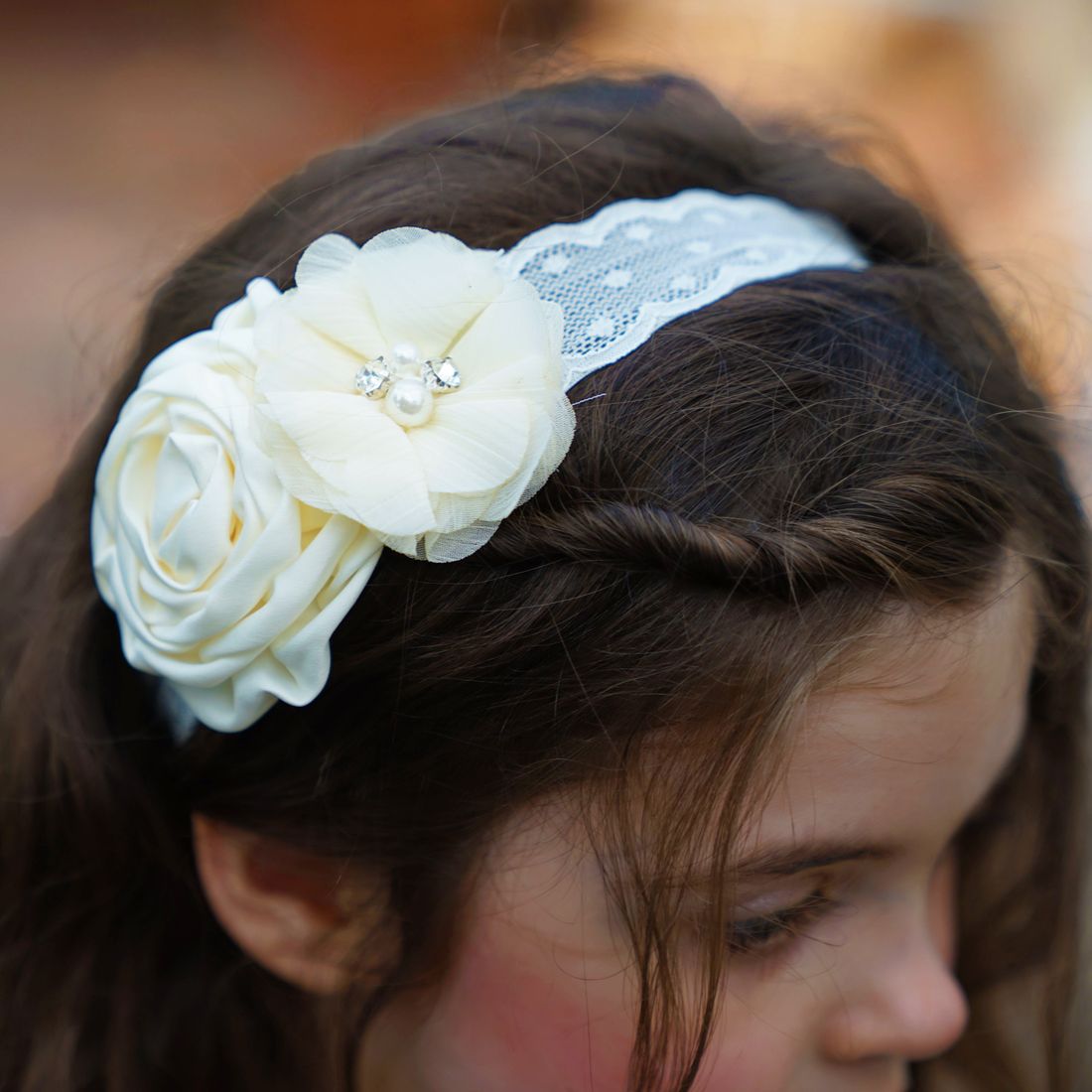 Floral Sash Belt & Headband - Ivory