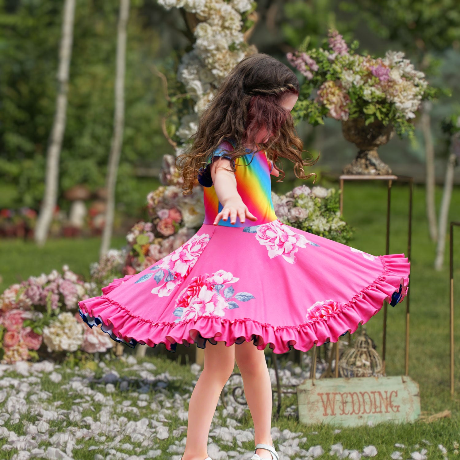 Lola Dress - Paisley Rainbow Twirling Reversible