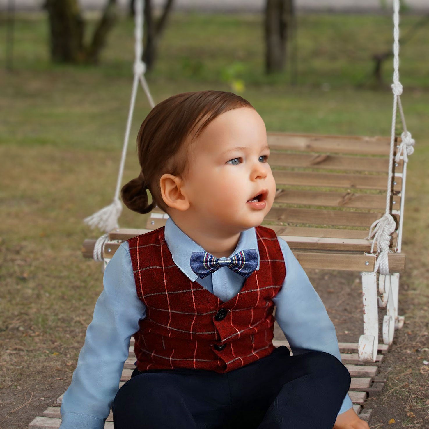 Theodore Boys Suit - Red Plaid