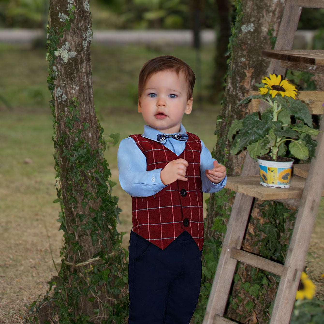 Theodore Boys Suit - Red Plaid