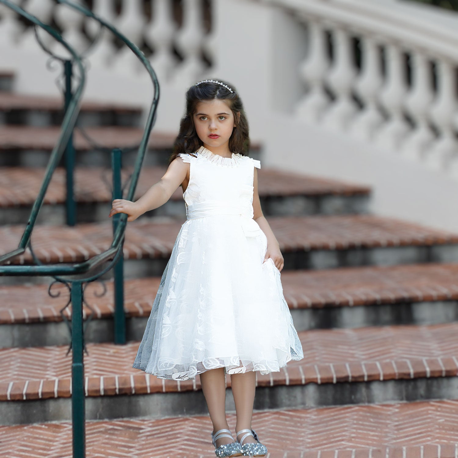 White flower lace store dress