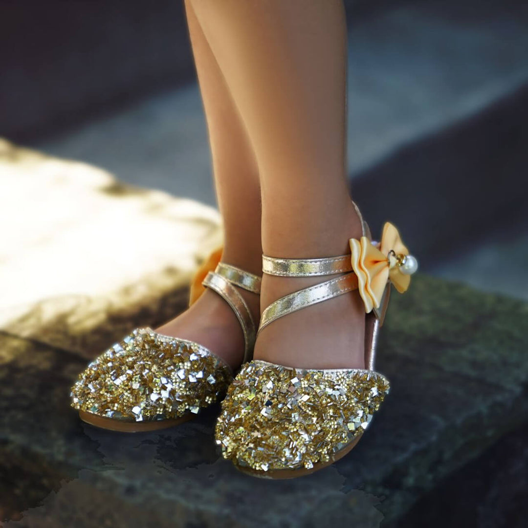 Girls Gold Shoes | Shop Sparkling Shoes at Sara Dresses