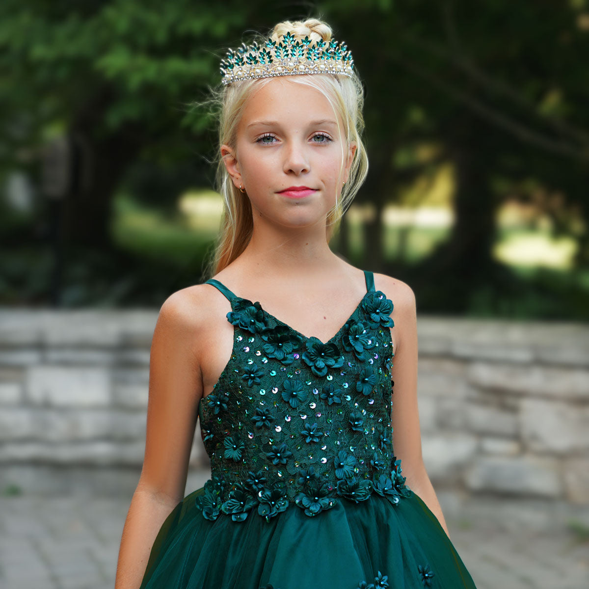 Girl's Emerald Green Beaded Dress Flower Girl Dress Browse