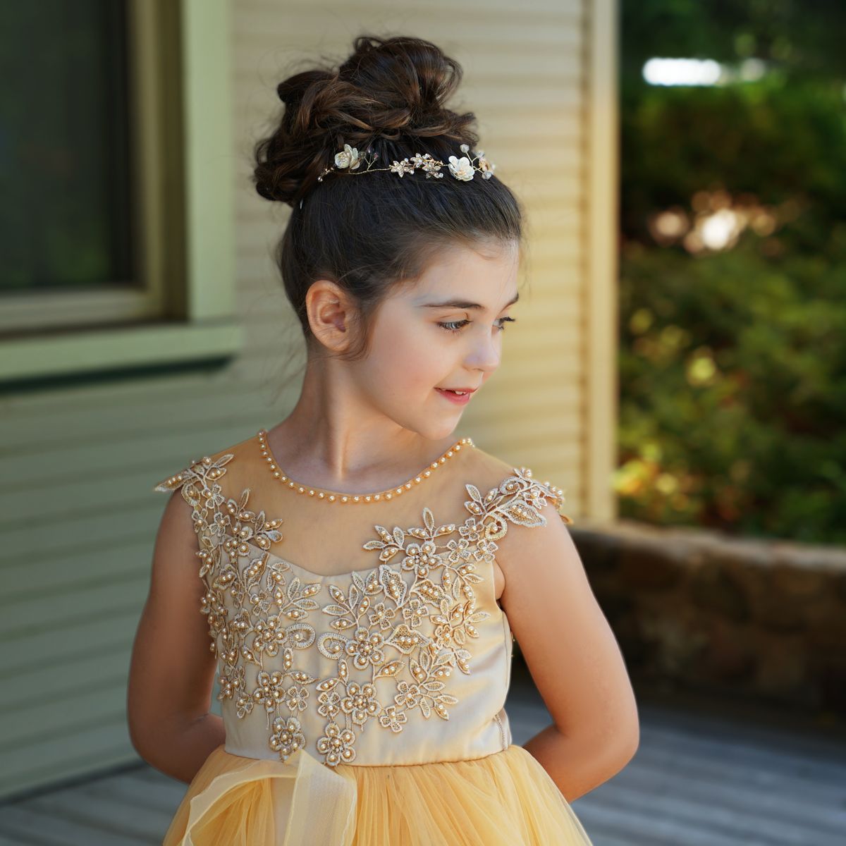 Champagne color 2024 flower girl dresses