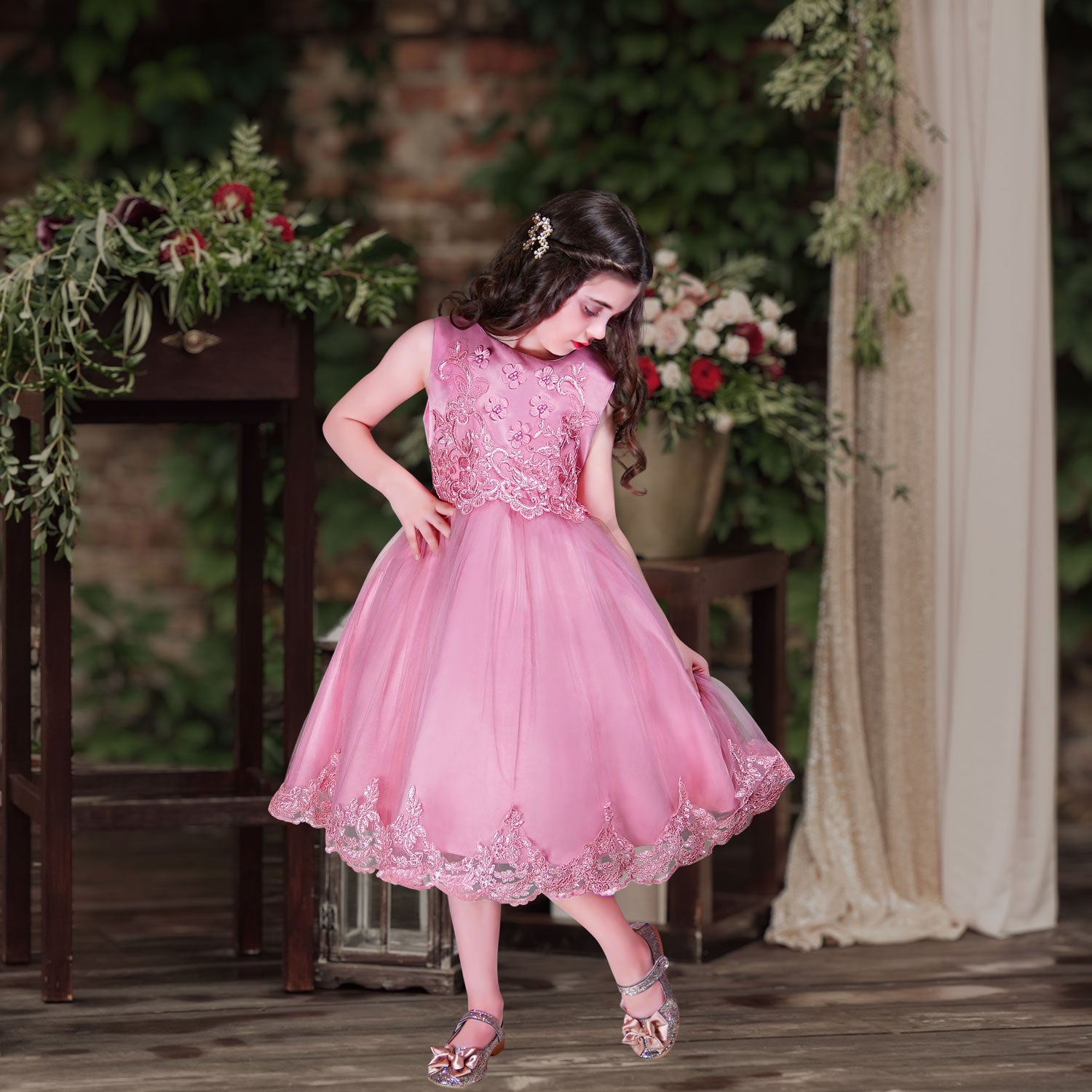 Priscilla Girls Dress - Dusty Pink - Girls Dresses For Special Occasion Birthday Wedding Party Pageant Christmas Holiday Easter Priscilla Girls Dress - Dusty Pink - Girls Dresses For Special Occasion Birthday Wedding Party Pageant Christmas Holiday Easter