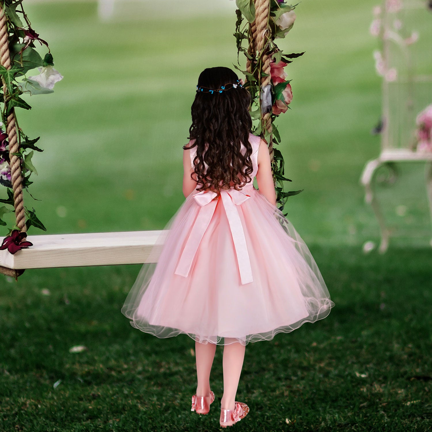 blush pink dress for girls Blush Pink lace tulle formal Fancy dress for special occasion bridesmaid party wedding pageant birthday first communion photoshoot