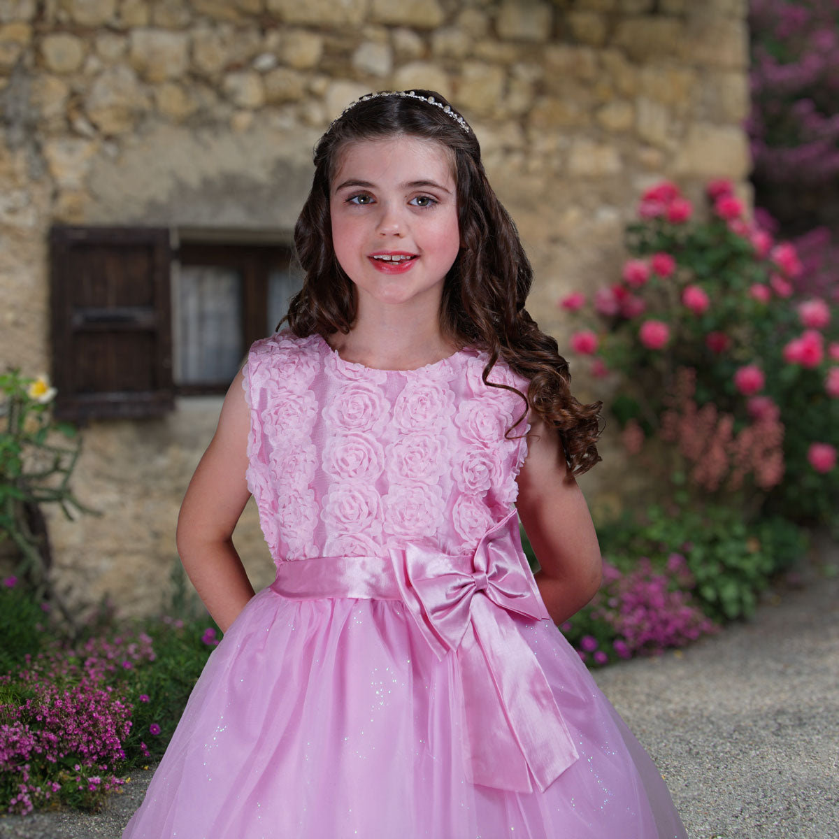 Rosette Dress - Mauve Pink